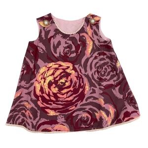 A La Modish Purple Pink Rose Print Dress Girls 6-12M